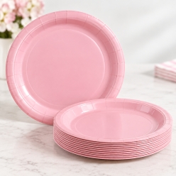 Light Pink Round Dessert Plates - 8 Pack